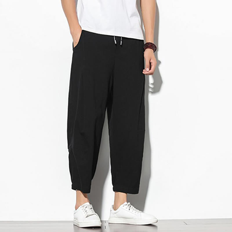 Buddha Stones夏 メンズ 7-8丈 コットンリネン キャロットパンツ ポケット付き - image 20