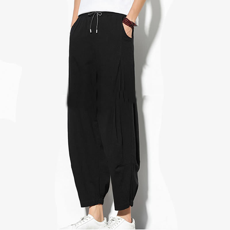 Buddha Stones夏 メンズ 7-8丈 コットンリネン キャロットパンツ ポケット付き - image 21