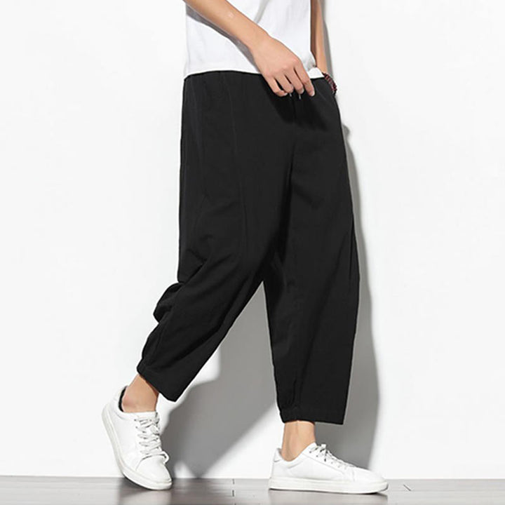 Buddha Stones夏 メンズ 7-8丈 コットンリネン キャロットパンツ ポケット付き - image 19