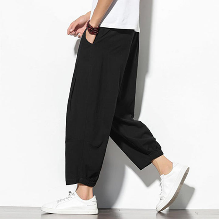 Buddha Stones夏 メンズ 7-8丈 コットンリネン キャロットパンツ ポケット付き - image 14