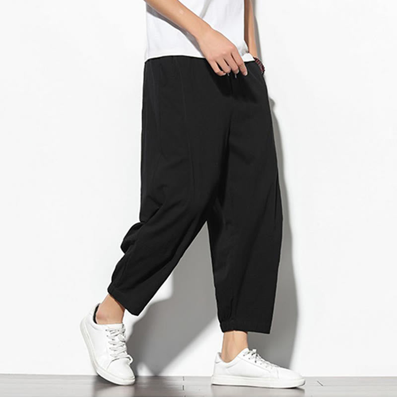 Buddha Stones夏 メンズ 7-8丈 コットンリネン キャロットパンツ ポケット付き - image 18