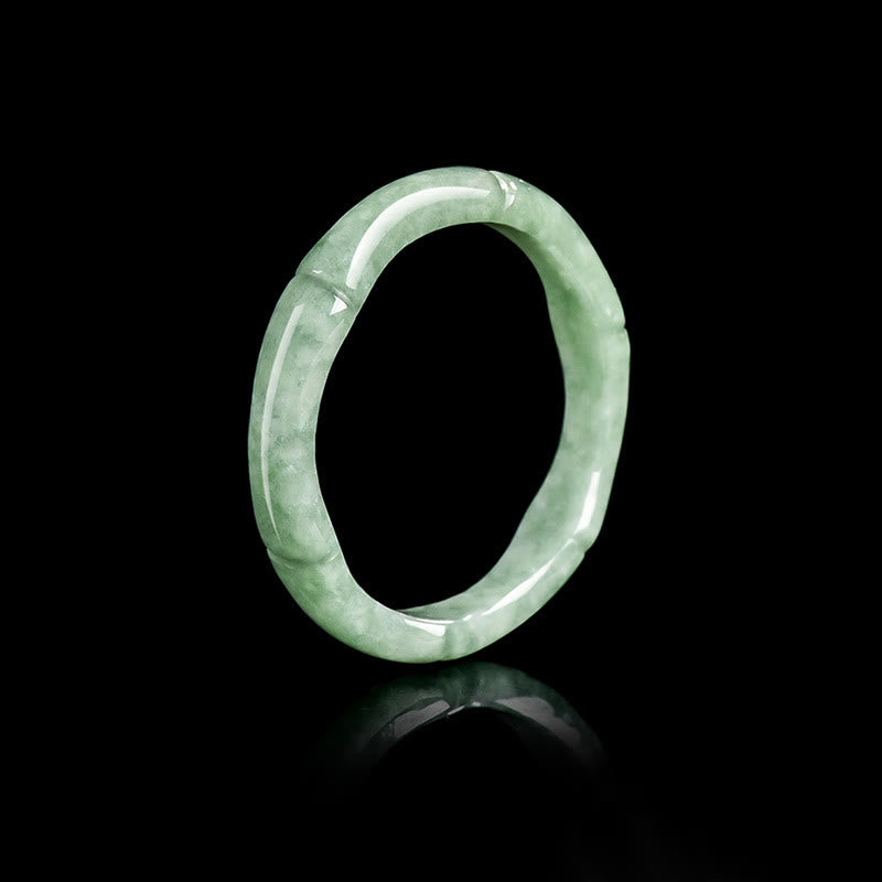 Buddha Stones天然竹デザイン翡翠の豊穣の指輪 - 22mm - image 1