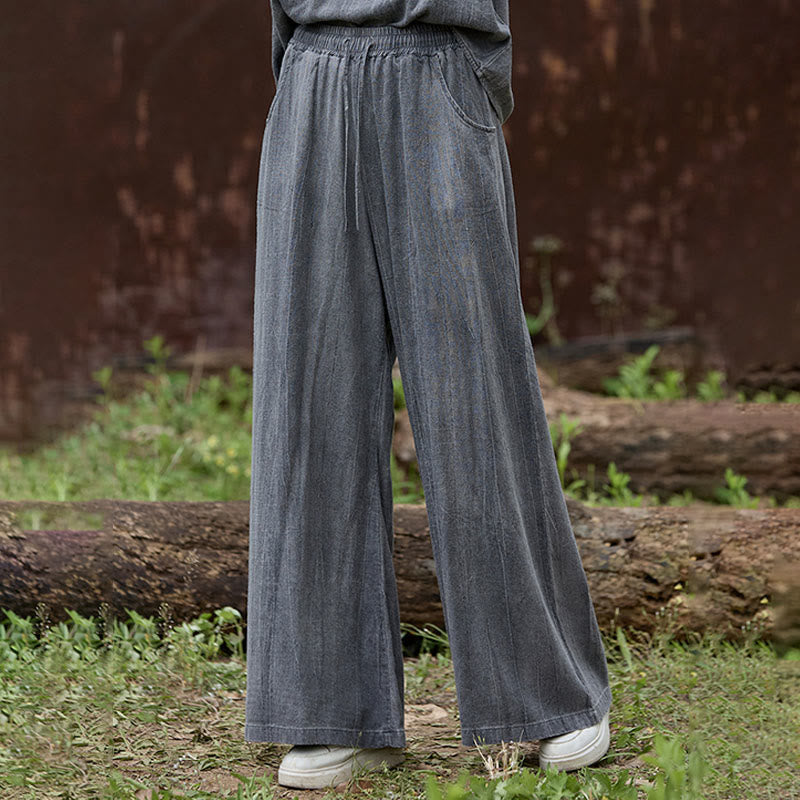 Buddha Stonesカジュアル タイダイ レディース リネン ワイドレッグ パンツ ポケット付き - image 13