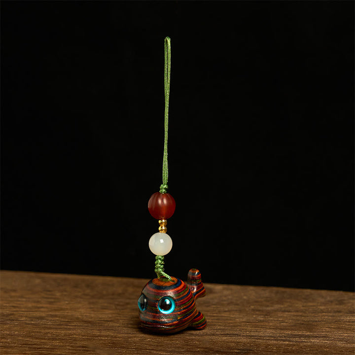 Buddha Stonesレインボーユーカリ イルカ 彫刻 ポジティブキーホルダー 携帯電話吊り下げ装飾 - 電話用吊り下げ装飾 - image 9