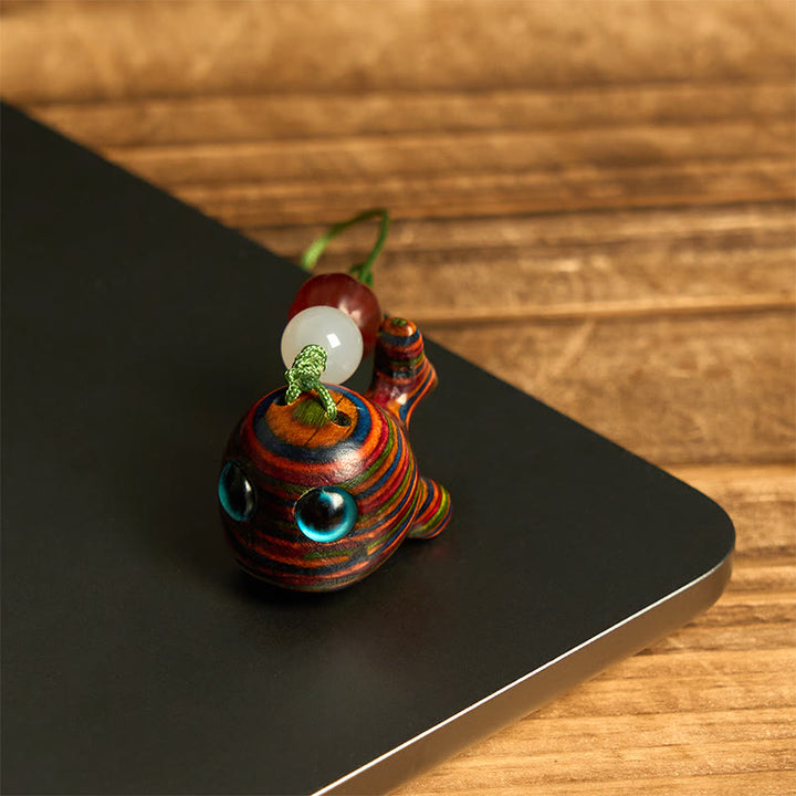 Buddha Stonesレインボーユーカリ イルカ 彫刻 ポジティブキーホルダー 携帯電話吊り下げ装飾 - image 13