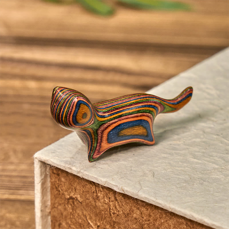 Buddha Stonesミニレインボーユーカリウォーキングキャット彫刻ストレス軽減装飾 - image 3
