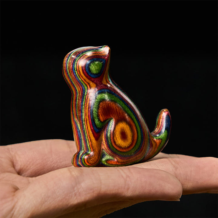 Buddha Stones2個 ミニレインボーユーカリ 座る猫の彫刻 ストレス軽減装飾 - image 5