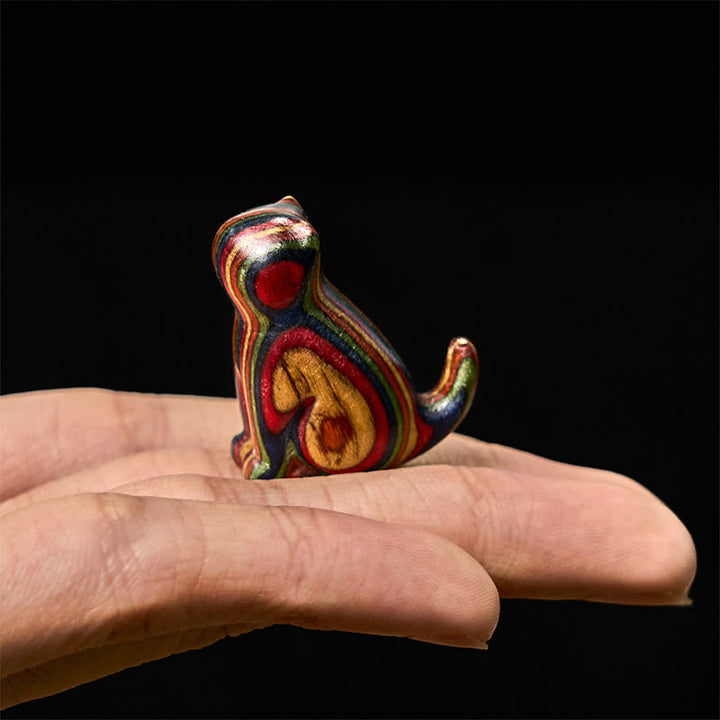 Buddha Stones2個 ミニレインボーユーカリ 座る猫の彫刻 ストレス軽減装飾 - image 8