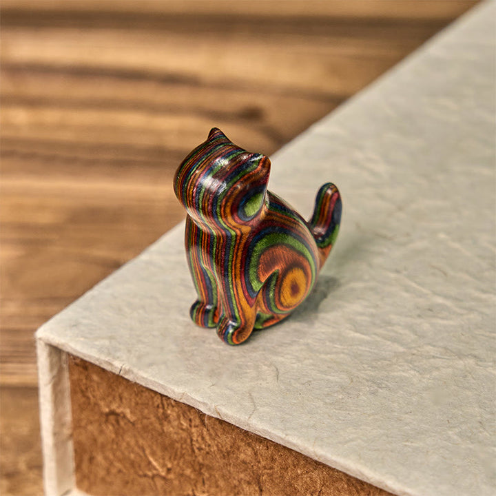 Buddha Stones2個 ミニレインボーユーカリ 座る猫の彫刻 ストレス軽減装飾 - image 13