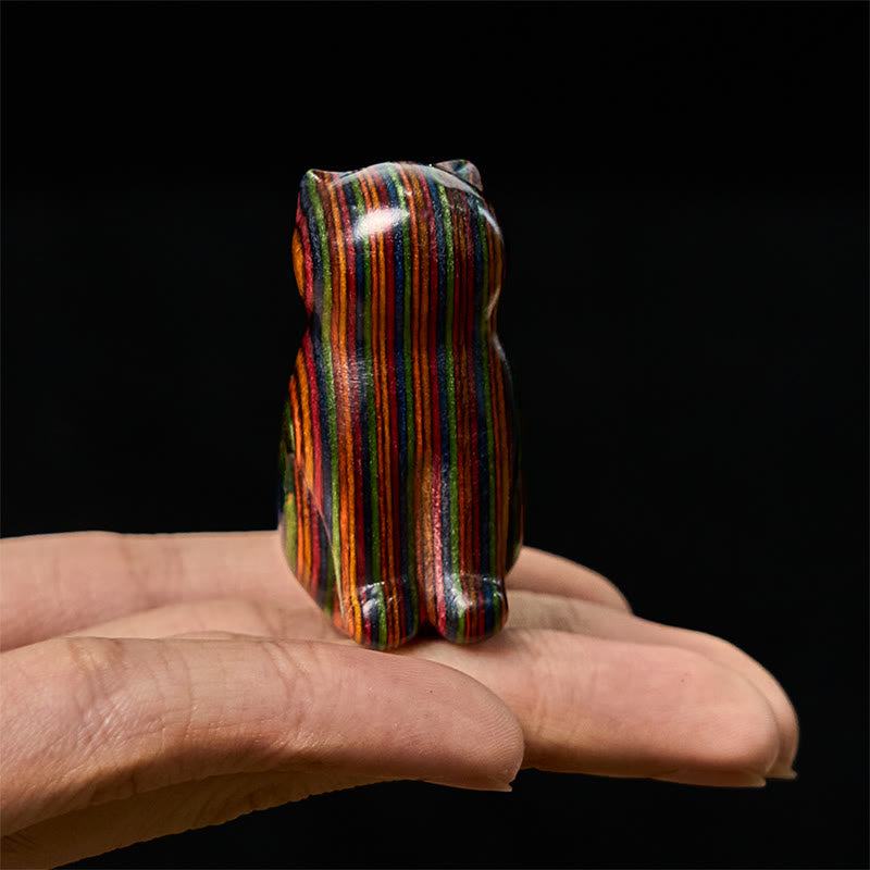 Buddha Stones2個 ミニレインボーユーカリ 座る猫の彫刻 ストレス軽減装飾 - image 8