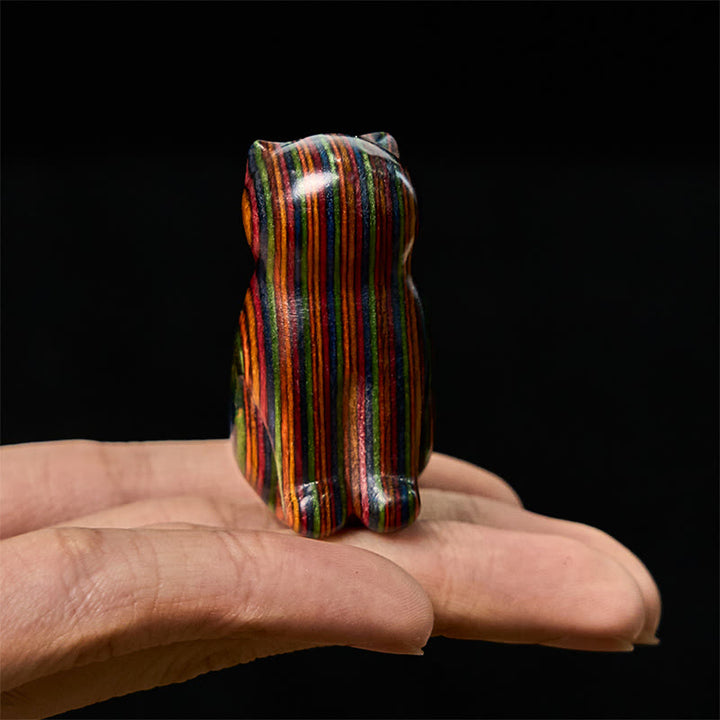 Buddha Stones2個 ミニレインボーユーカリ 座る猫の彫刻 ストレス軽減装飾 - image 8
