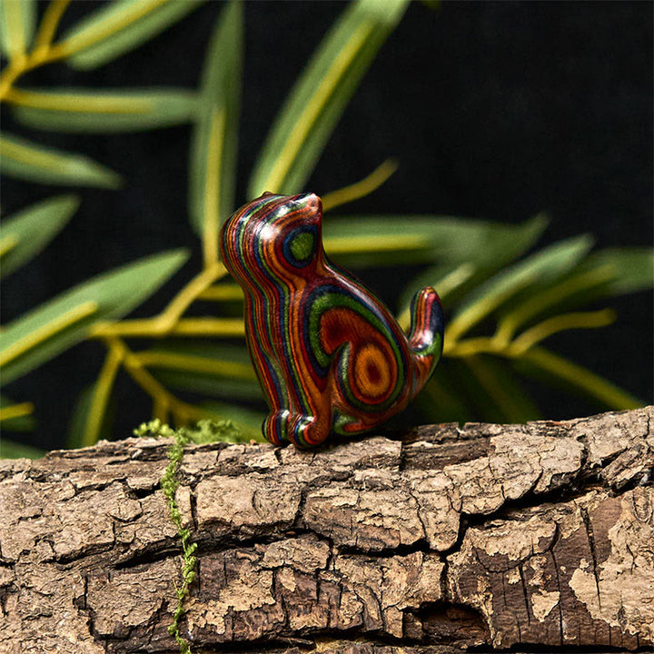 Buddha Stones2個 ミニレインボーユーカリ 座る猫の彫刻 ストレス軽減装飾 - image 17