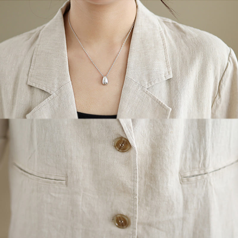 Buddha Stones春 無地 長袖 コットンリネン レディース ジャケット ポケット付き - image 4