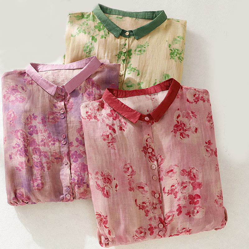 Buddha Stonesプリントボタンドローストリングハイウエスト半袖コットンミディドレス（ポケット付き） - image 29