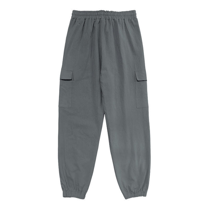 Buddha Stones無地リネン ドローストリング メンズ カーゴパンツ ポケット付き - image 16