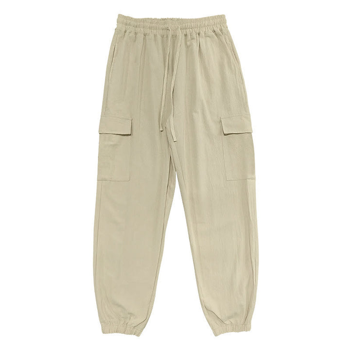 Buddha Stones無地リネン ドローストリング メンズ カーゴパンツ ポケット付き - 小麦 - US/UK/AU46、 EU56 (3XL) - image 22