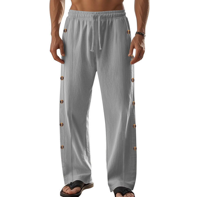 Buddha Stones無地 サイドボタン メンズ コットンパンツ ポケット付き - image 43