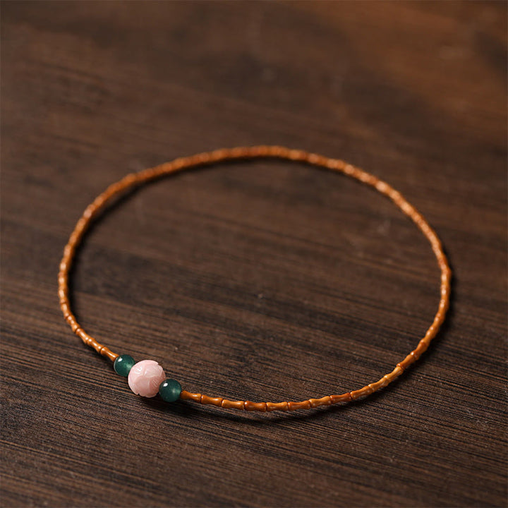 Buddha Stones 極細オリーブピットロータスインナーストレングスダブルサークルブレスレット - image 2