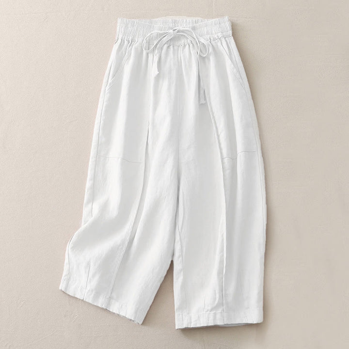 Buddha Stonesカジュアル 無地 パッチワーク レディース ポリエステル 7-8丈 ワイドレッグパンツ ポケット付き - 雪 - US8-10，UK/AU12-14，EU40-42 (2XL) - image 23