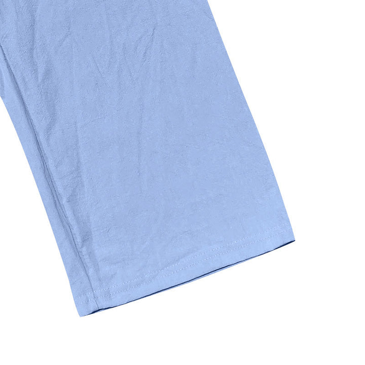 Buddha Stones無地ボタン ドローストリング メンズ コットンパンツ ポケット付き - image 28