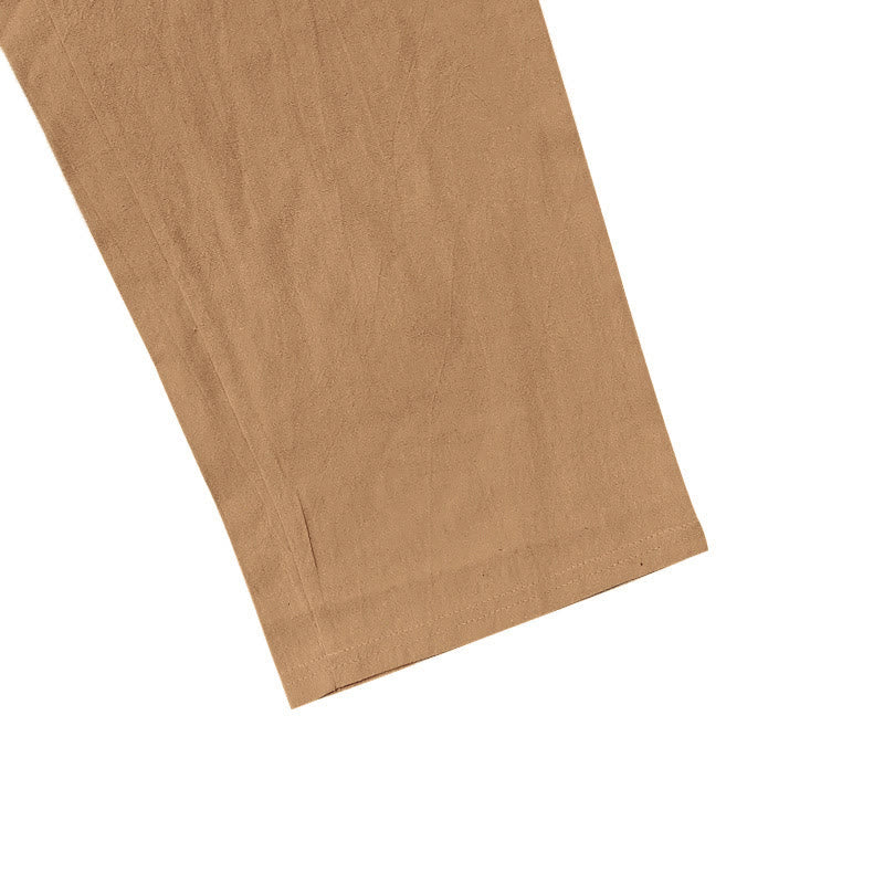 Buddha Stones無地ボタン ドローストリング メンズ コットンパンツ ポケット付き - image 32