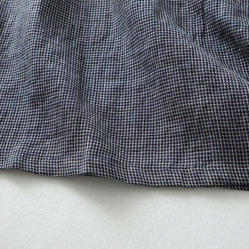 Buddha Stones Commute ミッドナイトブルー レースアップ ハーフスリーブデザイン コットンリネン ミディドレス ポケット付き - image 11