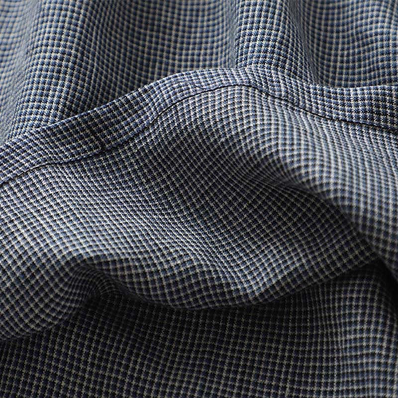 Buddha Stones Commute ミッドナイトブルー レースアップ ハーフスリーブデザイン コットンリネン ミディドレス ポケット付き - image 10