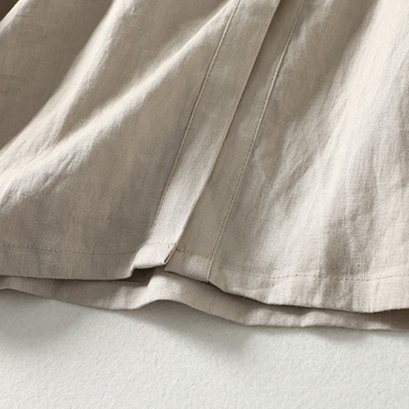 Buddha Stonesボタンデザイン レディース コットンリネン 長袖コート ポケット付き - image 11