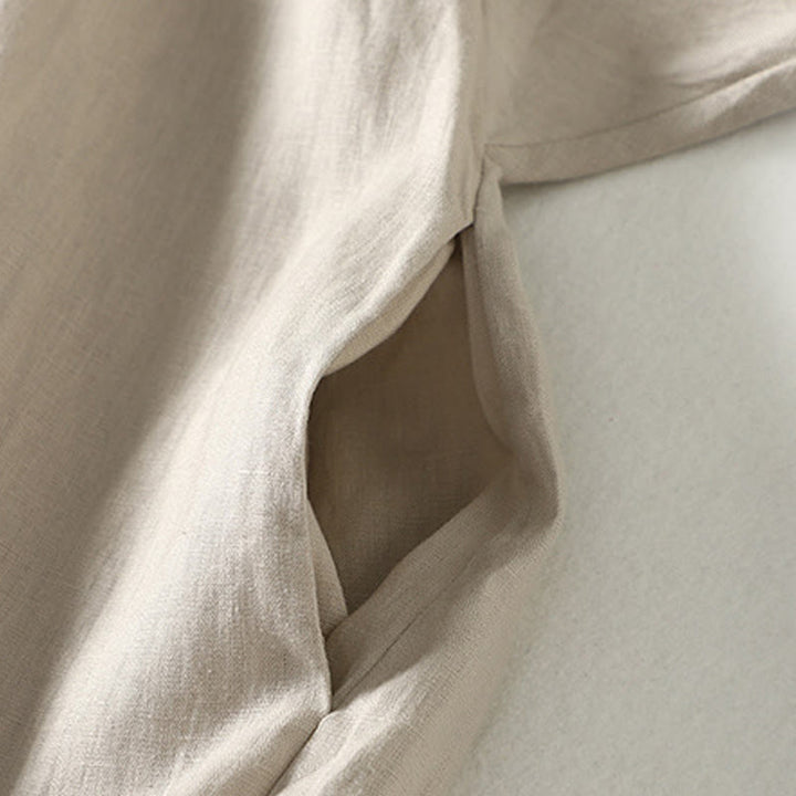 Buddha Stonesボタンデザイン レディース コットンリネン 長袖コート ポケット付き - image 9