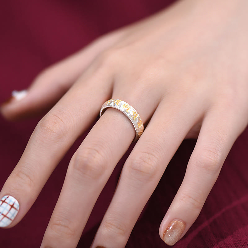 Buddha Stones999スターリングシルバー ハンマーパターンオーム・マニ・パドメ・フムバランスリング - image 12