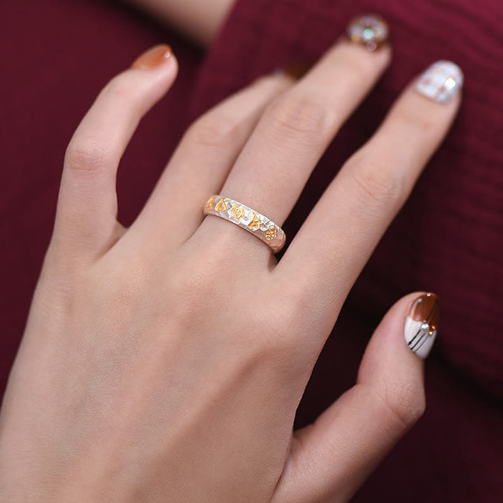 Buddha Stones999スターリングシルバー ハンマーパターンオーム・マニ・パドメ・フムバランスリング - image 14