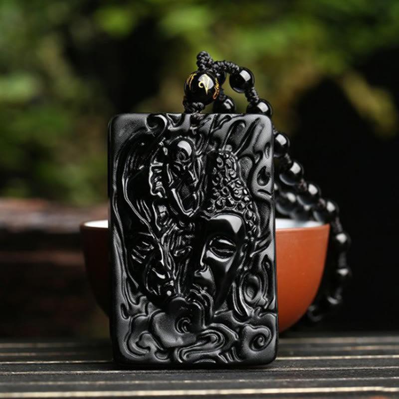 Buddha Stones天然黒曜石 仏陀 悪魔の模様 強さ ネックレス ペンダント - image 3