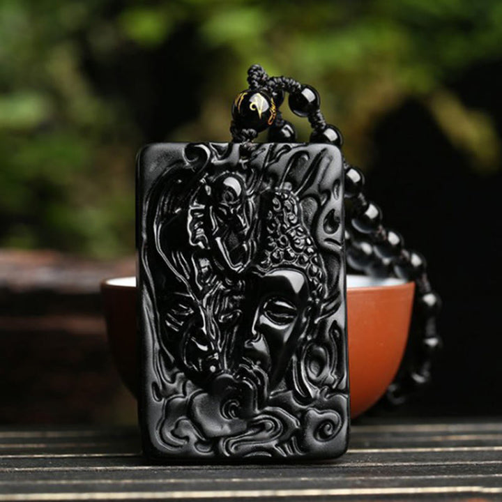 Buddha Stones天然黒曜石 仏陀 悪魔の模様 強さ ネックレス ペンダント - image 3