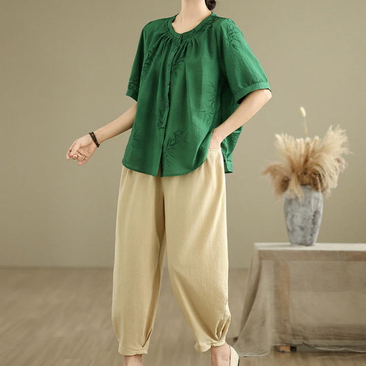 Buddha Stones 2点セット カジュアル レディース 半袖シャツ ハーレムパンツ 瞑想服セット - image 25