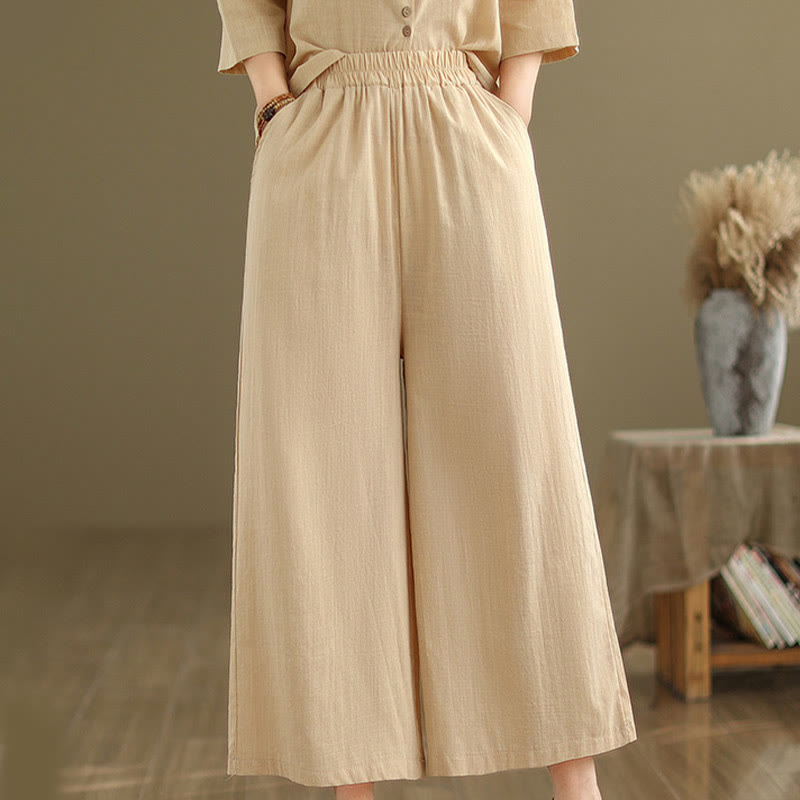 Buddha Stones 2点セット カジュアル レディース スタンドカラー シャツ ゆったりパンツ 瞑想服 セット - image 6