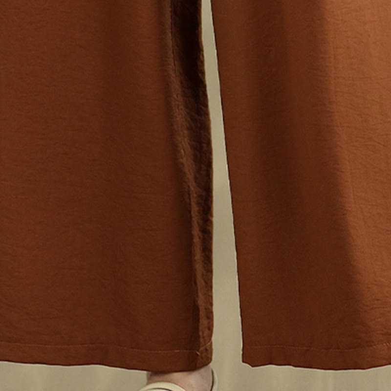 Buddha Stones 2点セット カジュアル レディース スタンドカラー シャツ ゆったりパンツ 瞑想服 セット - image 5