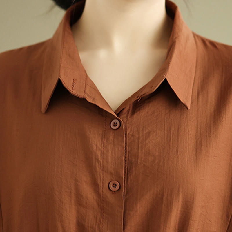 Buddha Stones 2点セット カジュアル レディース スタンドカラー シャツ ゆったりパンツ 瞑想服 セット - image 7