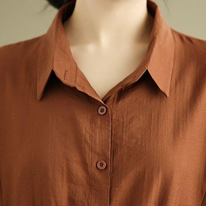 Buddha Stones 2点セット カジュアル レディース スタンドカラー シャツ ゆったりパンツ 瞑想服 セット - image 7