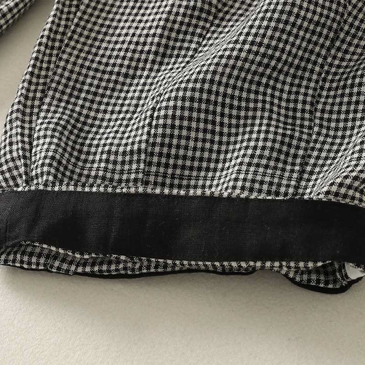 Buddha Stonesチェック柄 ドローストリング レディース コットンリネン ハーレムパンツ ポケット付き - image 8