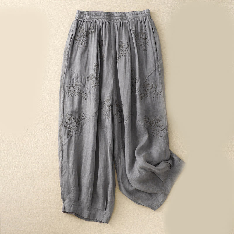 Buddha Stonesの刺繍模様入りレディースハーレムパンツ（ポケット付き） - グレー - US12、 UK/AU16、 EU44 (3XL) - image 0