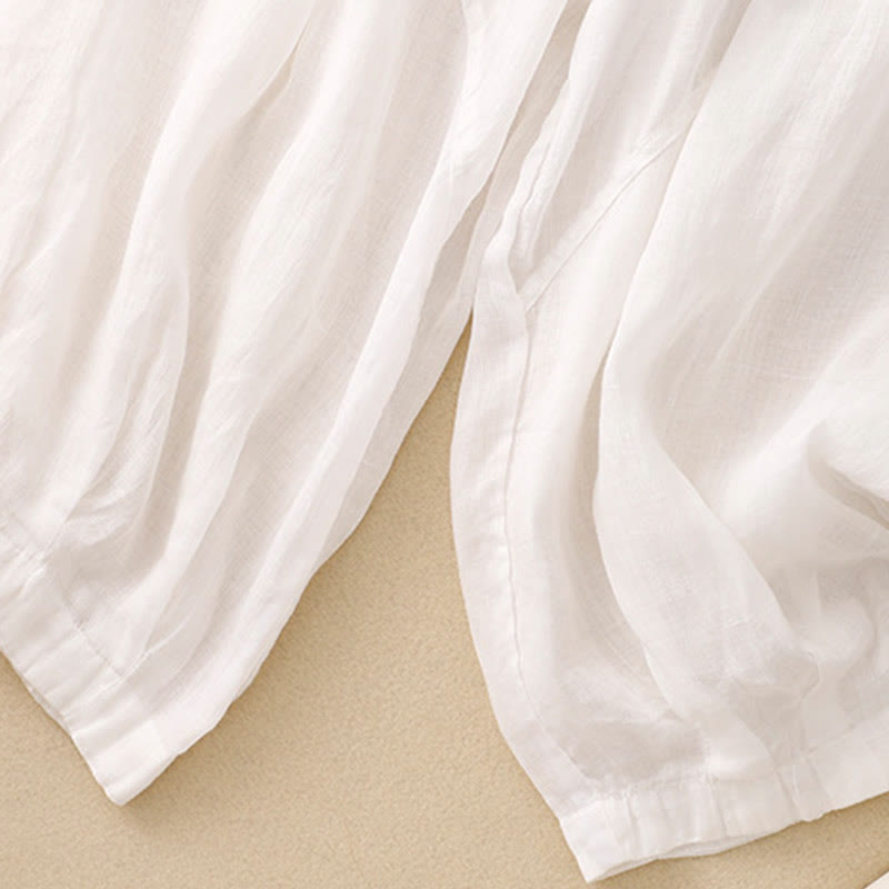 Buddha Stones刺繍柄レディースコットンリネンハーレムパンツ（ポケット付き） - image 8