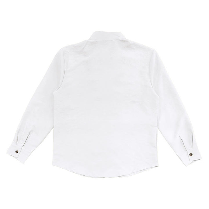 Buddha Stones無地ボタン秋長袖メンズシャツ - image 12