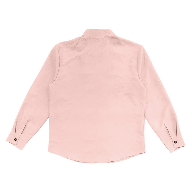 Buddha Stones無地ボタン秋長袖メンズシャツ - image 15