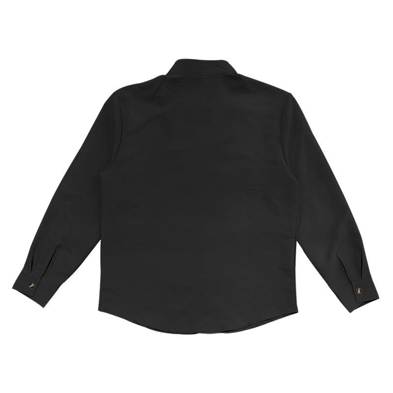 Buddha Stones無地ボタン秋長袖メンズシャツ - image 18