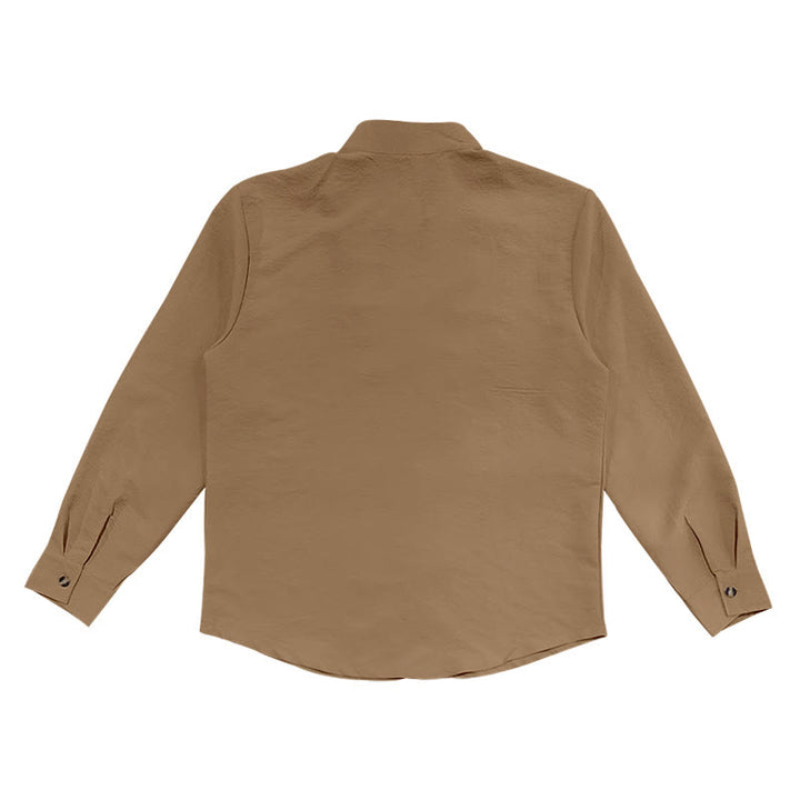 Buddha Stones無地ボタン秋長袖メンズシャツ - image 24