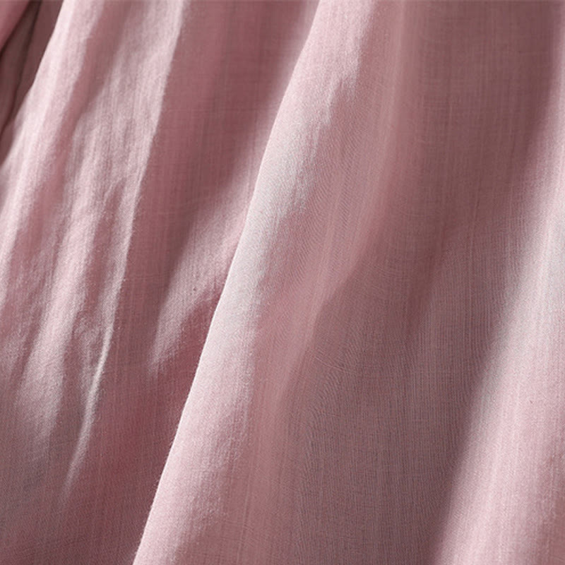 Buddha Stonesカジュアル ドローストリング コットンリネン アンクル丈 レディース ワイドレッグパンツ ポケット付き - image 2