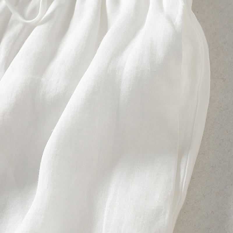 Buddha Stonesカジュアル ドローストリング コットンリネン アンクル丈 レディース ワイドレッグパンツ ポケット付き - image 6