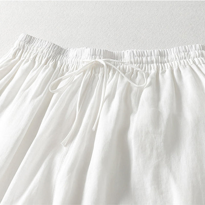 Buddha Stonesカジュアル ドローストリング コットンリネン アンクル丈 レディース ワイドレッグパンツ ポケット付き - image 5