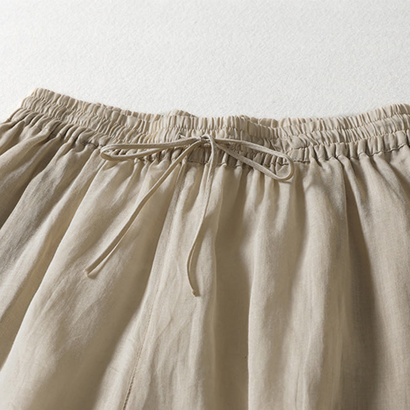 Buddha Stonesカジュアル ドローストリング コットンリネン アンクル丈 レディース ワイドレッグパンツ ポケット付き - image 9