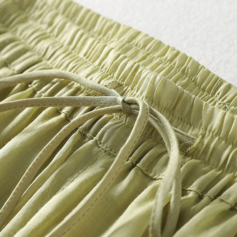 Buddha Stonesカジュアル ドローストリング コットンリネン アンクル丈 レディース ワイドレッグパンツ ポケット付き - image 17